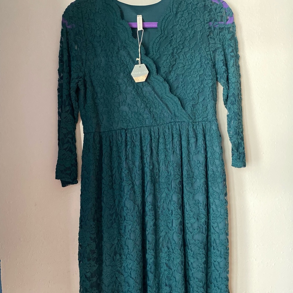 New with tags pink blush lace overlay dress.  Never worn.